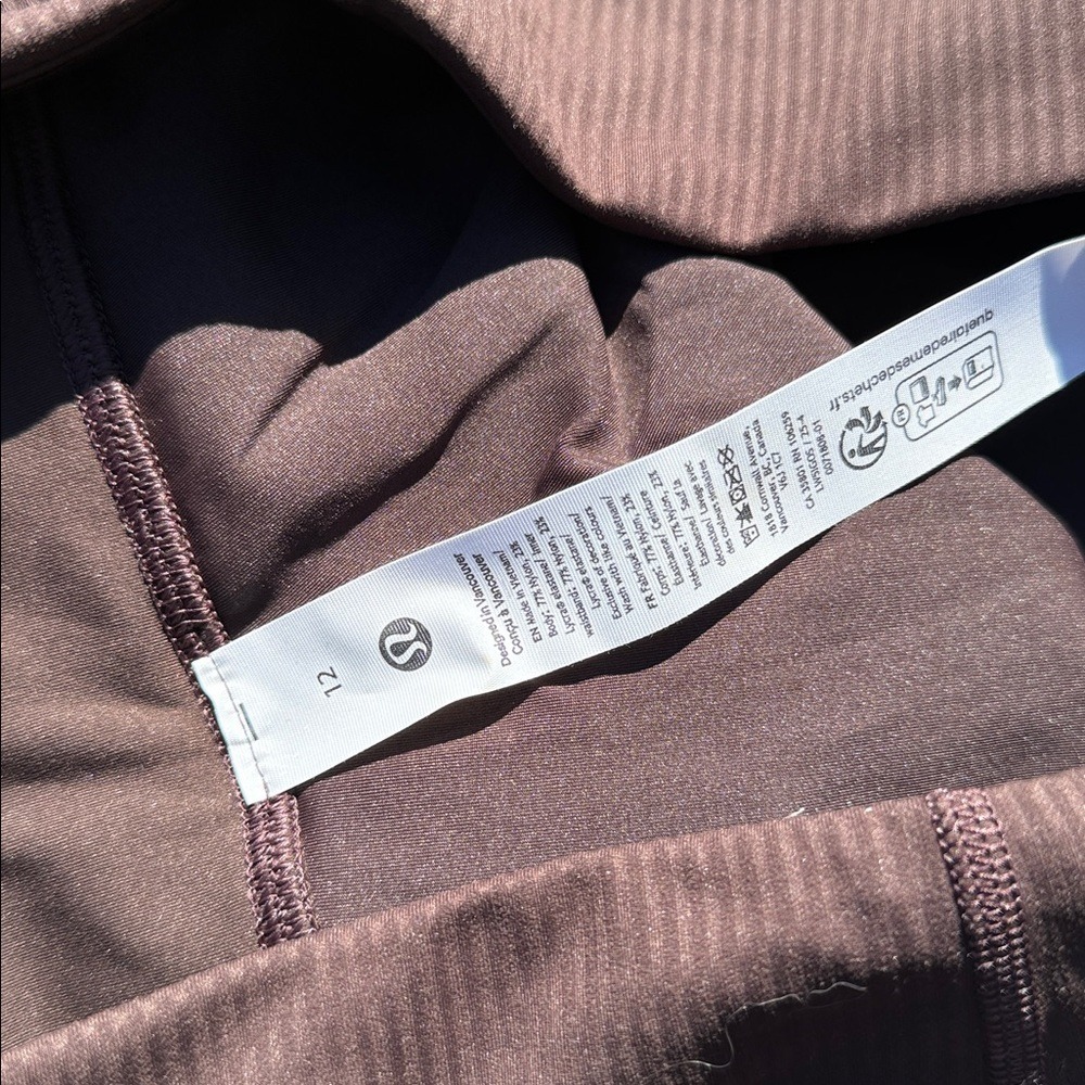 Lululemon Wunder Train Ribbed HR Tight 23" espresso size 12 NWT Brown - Picture 3 of 5